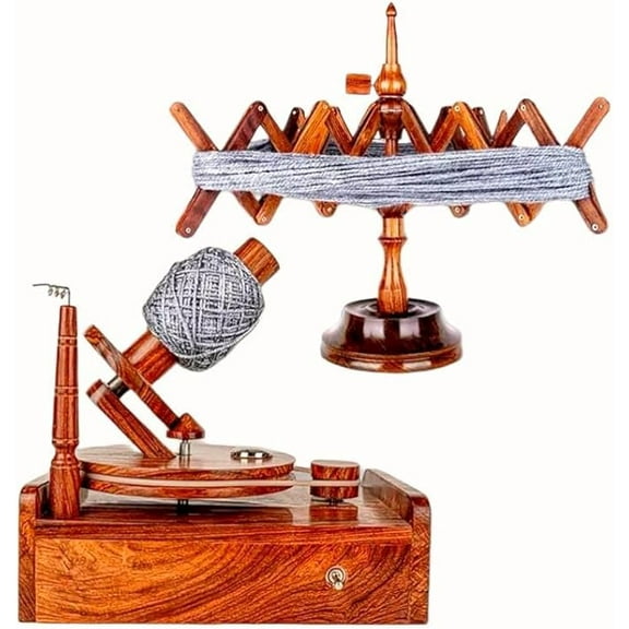 Wooden Electric Yarn Ball Winder & Swift | Large Multicolor Wool Winder Machine / Umbrella Winder | Natural Heavy Duty Ball Winder for Crocheting and Knitting (Yarn Ball Winder And Swift Winder)