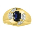 thumbnail image 1 of RYLOS Yellow Gold Plated Silver Ring 8X6MM Oval Gemstone &  Diamond Unisex Rings Sapphire September Birthstone Ring Size 13, 1 of 7