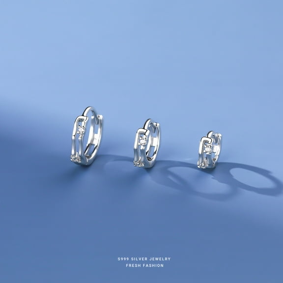CZ Diamond Inlay Huggie Hoops Earrings in 925 Sterling Silver Minimalist Dainty Small Double Hoop Earrings Gift for her