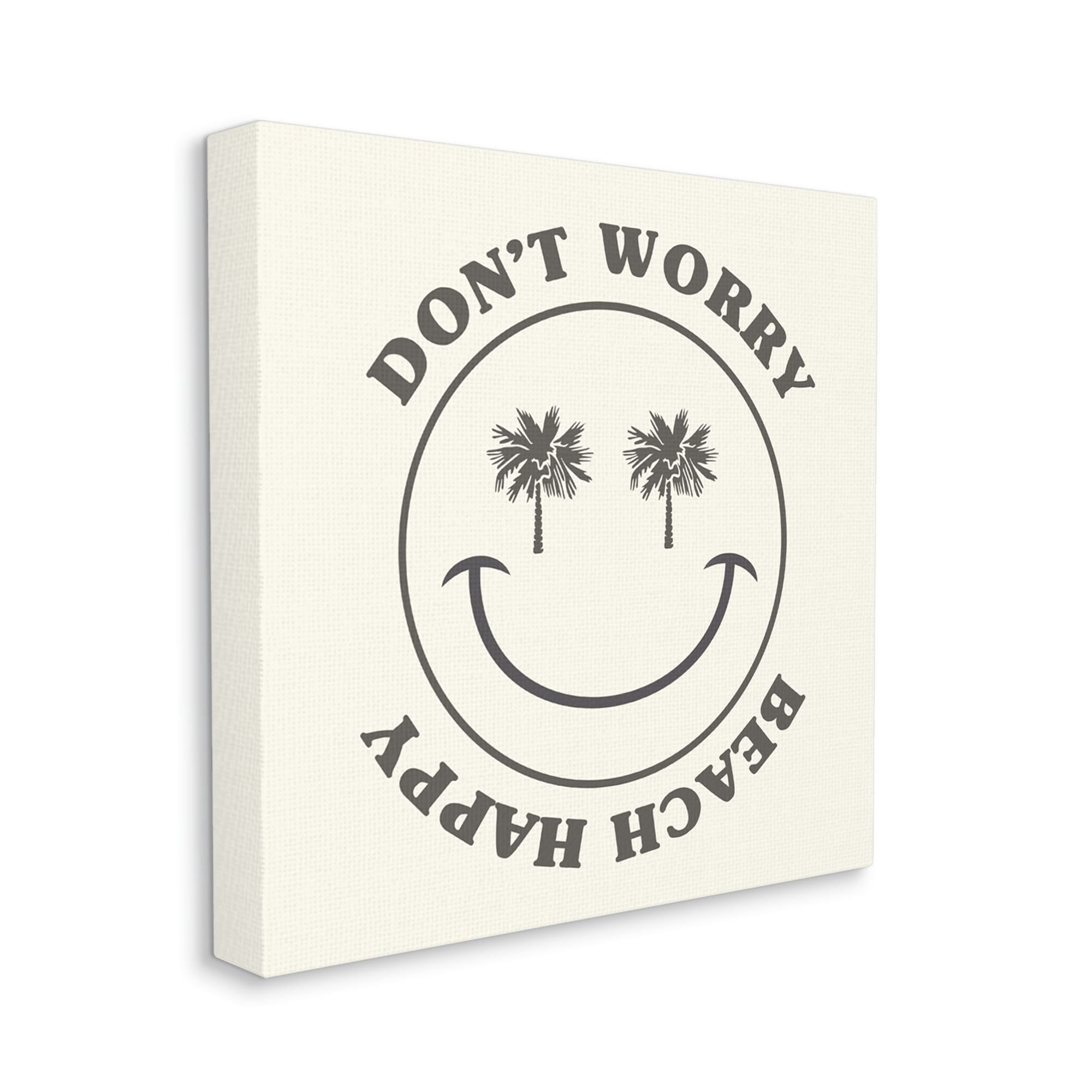 Stupell Industries Don't Worry Beach Happy Smile Coastal Painting Gallery Wrapped Canvas Print Wall Art