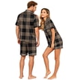 thumbnail image 4 of Dwelliawo Couple Pajamas Matching Sets Mens Pajama Sets With Pockets Button Down Loungewear for Men Black L, 4 of 5