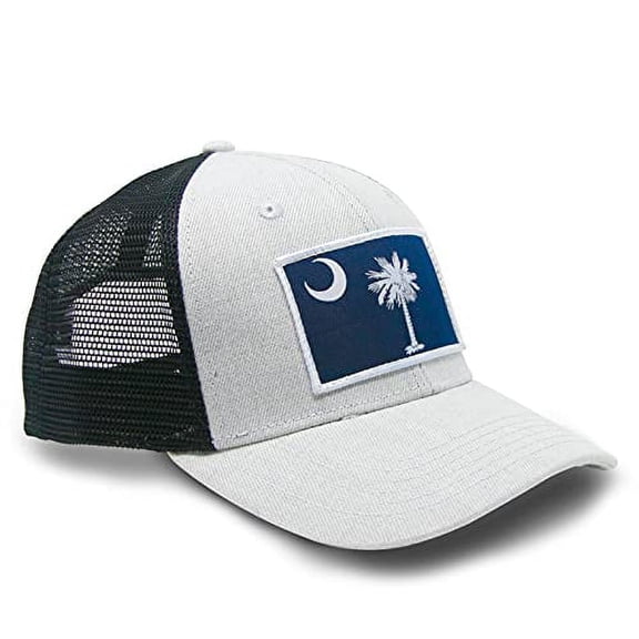 South Carolina Flag Hat for Men and Women – Palmetto Snapback Trucker Baseball Cap by International Tie (Grey/Black)