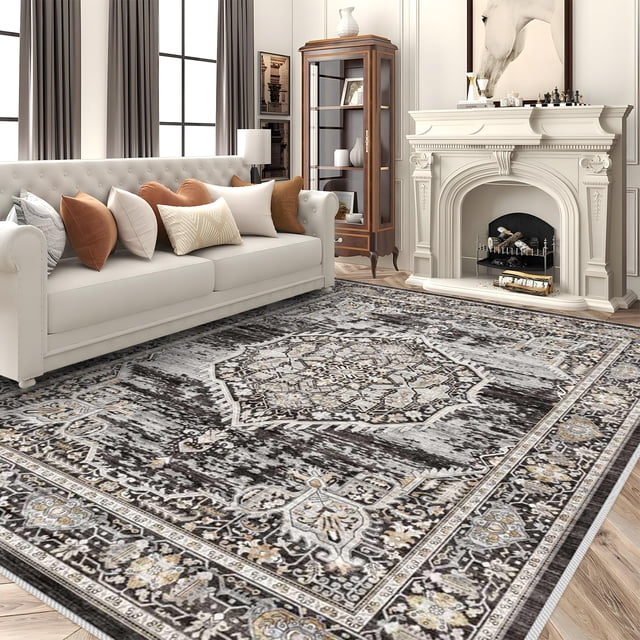 Alfombra YouFortong, 229 x 305 cm, lavable, antideslizante, con estampado floral