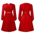 thumbnail image 3 of Vestido Midi para Mujer, Vestido de Iglesia, Moda, Cintura Alta, Vestido Informal de Negocios, Vestido de Cóctel con Cinturón Rojo S, 3 of 10