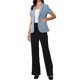 thumbnail image 2 of Blazer para mujer INSPIRE CHIC con solapa de muesca, mangas cortas, un botón, chaquetas de traje para el trabajo, XL, azul polvo, 2 of 6