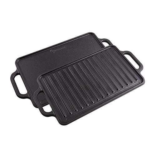 Victoria Rectangular Griddle, Reversible Cast Iron, 12.5 x 7.5 inch