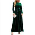 thumbnail image 1 of Vestido Elegante de Terciopelo con Cinturón, Plisado, de Larga, para Cóctel, Formal, Boda, Invitada, Corte A Verde XXL, 1 of 10