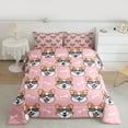 thumbnail image 2 of Feelyou Funny Dog Pug Queen Comforter Set for Kids, Cute Dalmatian Lover Bedding Sets, Girly Pink Cartoon Reversible Bedding Comforter Set, Lightweight Room Decor, 3pcs, 2 of 8