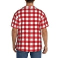 thumbnail image 3 of Lsque Red Checkboard print Men's Cuban Collar Short Sleeve Shirt Summer Beachwear Casual Button Down Fashionable Vacation Leisure Shirt-Small, 3 of 7
