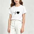 thumbnail image 5 of WQNVRNR Girls Short Sleeve Shirt- Loose Casual Crewneck Printed Cute Summer Tops White Size 4, 5 of 5