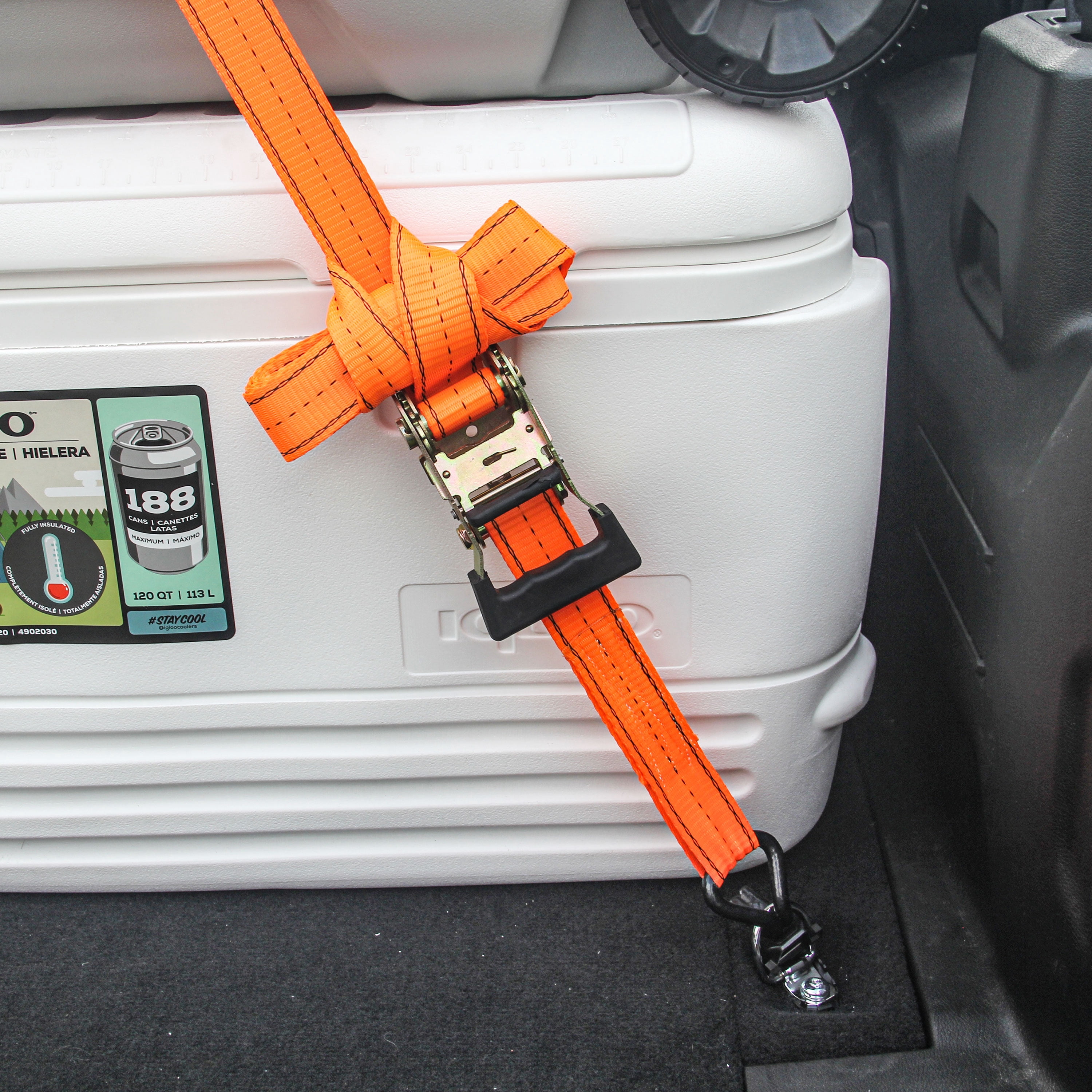 HFS(R) 4Pcs 1.5" x 15 ft Heavy Duty Ratchet Cargo Tie Down Straps 3000 lbs Dual J-Hooks Orange