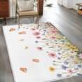 thumbnail image 4 of Area Rug for Living Room, Wild Flowers Non-Slip Indoor Large Carpet for Bedroom/Dining Room, Spring Butterfly Watercolor Country Floral Washable Low-Profile Floor Mat Runner Rugs - 2.7 x 5 Ft, 4 of 7