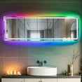 thumbnail image 2 of LUXFURNI LED Mirror Full Length with Lights, Full Body Mirror RGB LED Lights Dimmable, Wall Mounted, Bedroom, 42.32"x14" Inch, 2 of 9