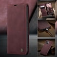thumbnail image 4 of KONEE Phone Case Compatible with iPhone 14 Plus , Leather Case PU Leather Flip Phone Case with [Card Slot] [Stand Function], Foldable Phone Case for iPhone 14 Plus Case, Wine Red, 4 of 14