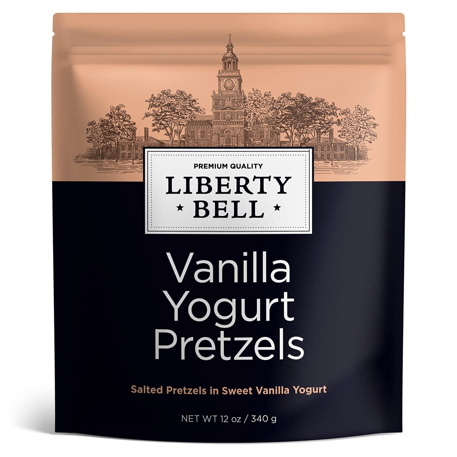 Liberty Bell Yogurt Covered Pretzels, Bite Size Pretzels Dipped in Sweet Vanilla Yogurt, 12 Ounce Bag