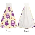 thumbnail image 3 of Hanging Towels 2 Pcs, Dish Towels Purple Owls with Moon Star Absorbent Hand Towels with Hanging Loop Washcloth for Bathroom Kitchen, 3 of 6