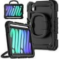 thumbnail image 2 of For iPad Mini 7th/6th Generation Case 8.3 inch 2024/2021, 360 Rotating Shockproof Cover with Stand, Handle, Shoulder Strap, Black, 2 of 7