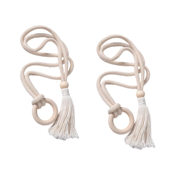 Youthyao Pack of 2 Long Curtain Tiebacks DecorativeW00dBead Curtain Holdbacks for Drapes with Long Tassels 65cm/25.59inch