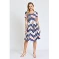 thumbnail image 6 of Chevron Short Sleeve Pleated Dress | 2 Colors | S-3X, 6 of 10