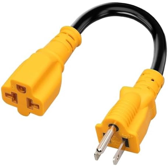 [4-in-1] 12AWG 15 Amp Household to 20 Amp T Blade Adapter Cable, NEMA 5-15P to 5-15R/ 5-20R/ 6-15R/ 6-20R, Heavy Duty Extender AC Plug Adapter Cord, 15A 125V to 20A 250V Power Extension Cable, 1FT