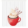 thumbnail image 2 of Ambesonne Hot Chocolate Shower Curtain, Xmas Cocoa Drinking, 69"Wx70"L, White Coral Champagne, 2 of 4