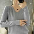 thumbnail image 3 of Women Sweater Autumn Winter V-neck Knitwear Long Sleeve Loose YAMXUN Sweater Pullovers Lady Cheap Quality Jumper Knitted Tops, 3 of 5
