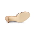 thumbnail image 6 of BLISSFUL STEP Women's Triple Strap Rhinestone Mules Open Toe Stiletto Heel Slide Sandals Nude 7, 6 of 9