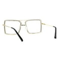 thumbnail image 3 of Women's Clear Lens Glasses Square Metal Rhinestones Blue Light Filter Gold Clear, 3 of 4