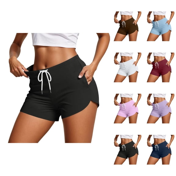 Athletic Running Shorts for Women Summer Casual Elastic Waist Lightweight Breathable Workout Yoga Gym Shorts with Pockets