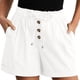 thumbnail image 1 of Pantalones Cortos de Piernas Anchas para Mujeres Lino de Color Sólido, Cintura Elástica Cómoda Longitud Regular, 1 of 7
