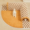 thumbnail image 4 of Cat Carpet Tunnels for Indoor Cats, 2-in-1 Funny Plush Plaid Checkered Cat Round Tunnel Bed, Cat Tunnel Carpet, Leisure Cat Tunnel Bed, Detachable Washable (Coffee, Large), 4 of 8