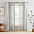 thumbnail image 2 of Cortinas Jinchan, mezcla de lino a rayas, 214 cm de largo, color negro, 2 of 9