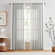 thumbnail image 2 of Cortinas Jinchan, mezcla de lino a rayas, 214 cm de largo, color negro, 2 of 9