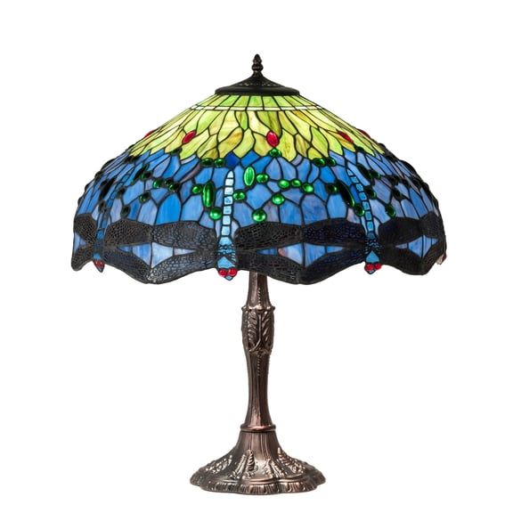 232804 Meyda 26" High Tiffany Hanginghead Dragonfly Table Lamp