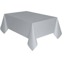 Rectangular 54" x 108" Silver Plastic Table Covers, 3 Count, by Way To Celebrate