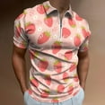 thumbnail image 2 of Strawberries Colorful Pink Red Green Men Zipper T-shirt Summer Casual Short Sleeve T-shirt Top, 2 of 7