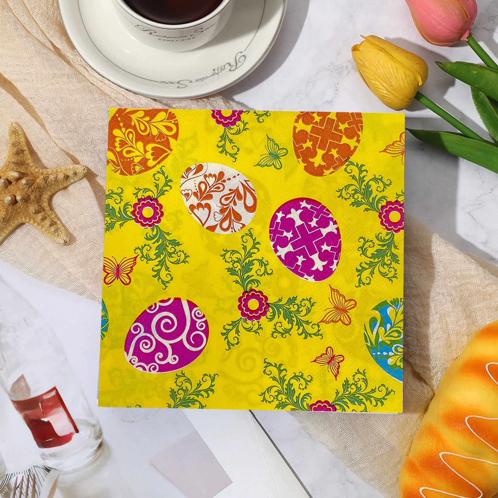 KOYPTL Disposable Paper Napkins for Easter Holiday -40pcs Watercolor Decoupage Animals Easter Egg Printed Napkins Decorative Beautiful for Spring Party Birthday Dinner Kitchen Bathroom Table Supplies