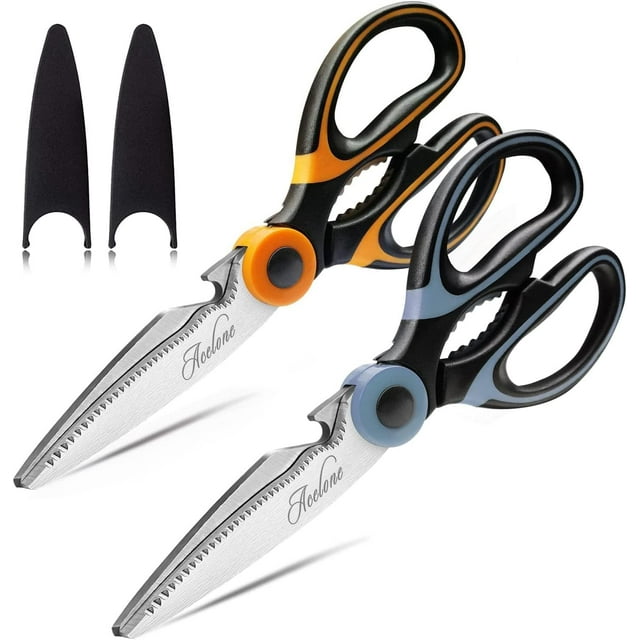 shiyou-Kitchen Shears,Kitchen Scissors Heavy Duty Meat Scissors Poultry Shears, Dishwasher Safe Food Cooking Scissors All Purpose Stainless Steel Utility Scissors, 2-Pack (Orange, Violet)