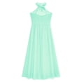 thumbnail image 6 of Yartina Girls Sequins Halter Neck Sleeveless Elegant Party Dress Backless Flower Girls Dress Formal Mint Green 8, 6 of 7