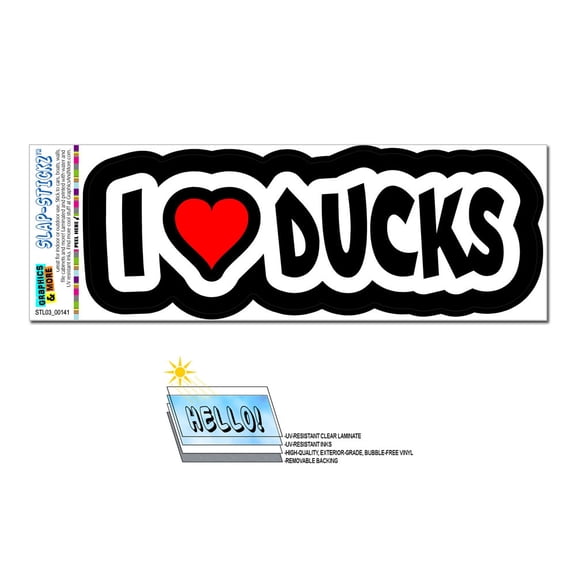 I Love Heart Ducks - Hunting SLAP-STICKZ(TM) Premium Sticker