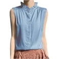 thumbnail image 2 of TARIENDY Womens Summer Sleeveless Tops Dressy Ruffle Crewneck Tank Tops Business Casual Outfits Solid Button Up Tops Summer Clothes Blue XL, 2 of 4