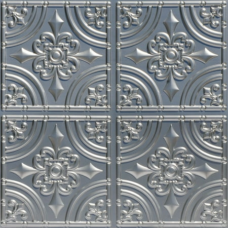 Wrought Iron 2 Ft X 2 Ft Pvc Glue Up Ceiling Tile In Silver