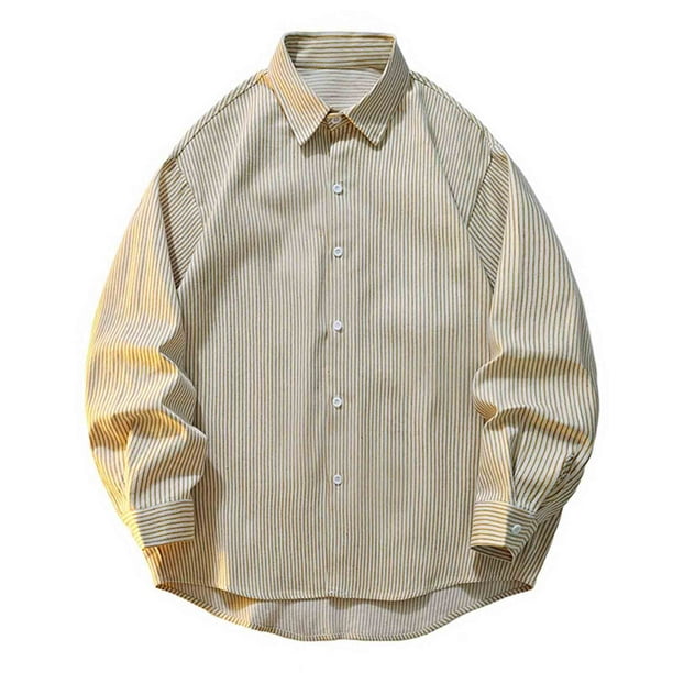Blusa y camisa de manga larga con cuello vuelto para hombre, blusa informal a cuadros a la moda con botones y cuello vuelto, blusa de poliéster para hombre