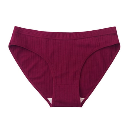 Scyoekwg Women s Cotton Underwear Low Waisted Underwear Ladies Underpants Hipster Panties Solid Color Stretchy Comfort Knickers Underpants(Red S)