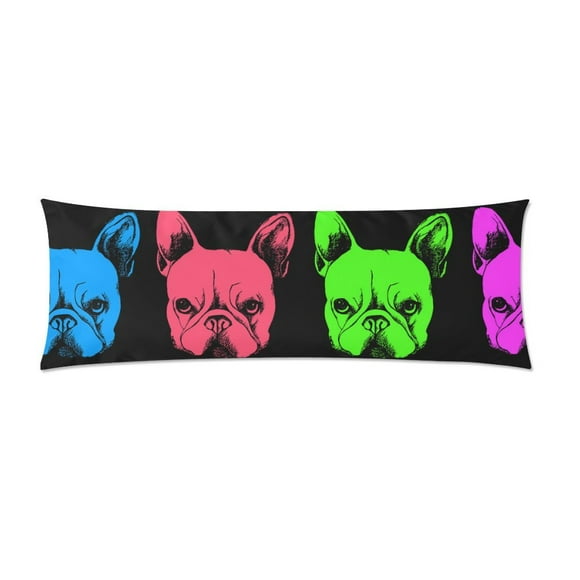 YUSDECOR Cute Pet Animal Bulldog Body Pillow Pillowcase Pillow Protector Cushion Cover 20x60 Inch