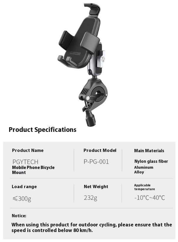 Bike Phone Mount with Handlebar Clamp - Bigcan Motorcycle Rearview Mirror Phone Holder for 130–175mm Smartphones, 360° Adjustable, Quick Release, Anti-Vibration, for Outdoor Cycling & Riding