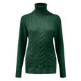 thumbnail image 4 of TTUHYWXI Womens' Turtleneck Long Sleeve Cable Knit Sweaters (Green, L), 4 of 5
