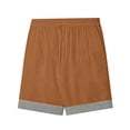 thumbnail image 4 of Yievot Cotton Linen Shorts for Men Striped Cuffed Hem Drawstring Elastic Waist Loose Fit Summer Vacation Shorts, 4 of 7