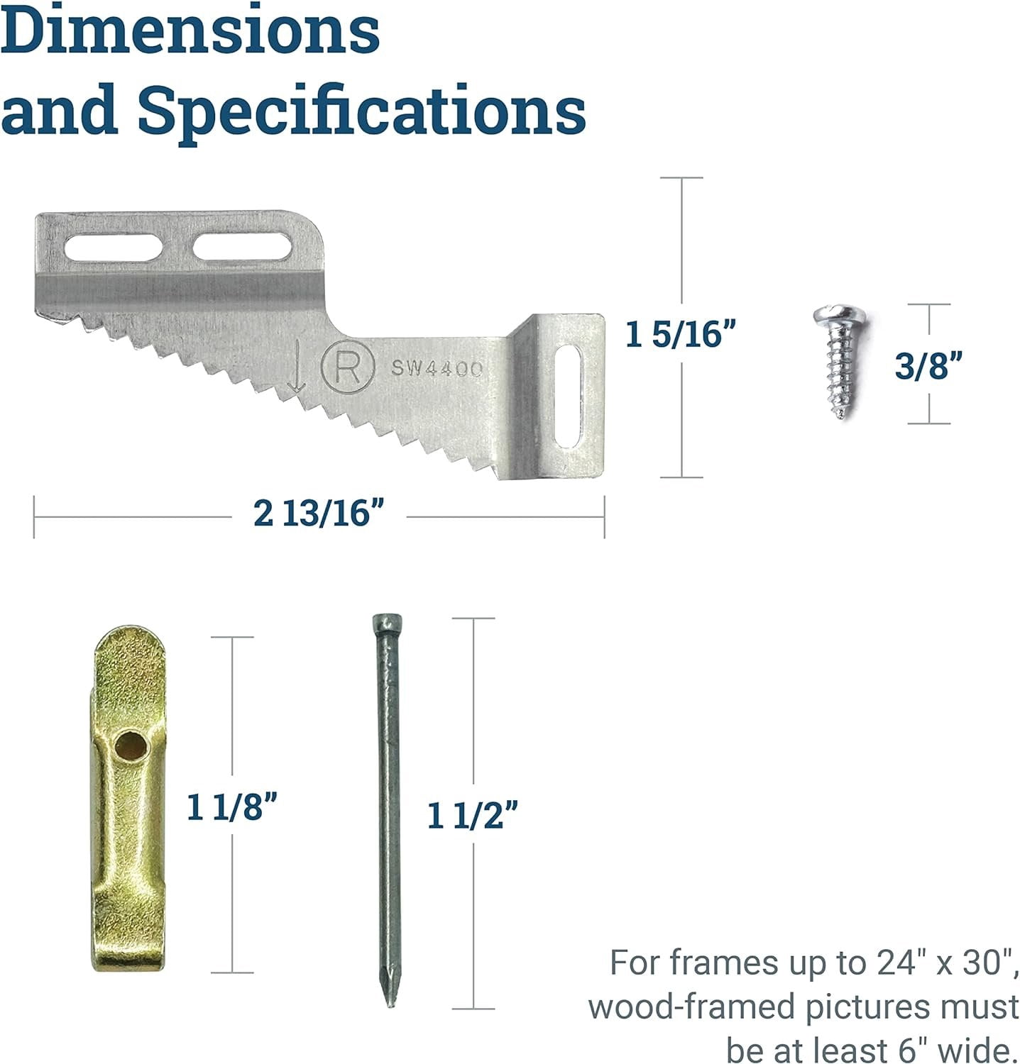 Picture Hang Solutions - 30 lb Capacity Small Wall Buddies - Includes Wall Hangers, Nails, and Screws 5 sets per pack