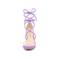 thumbnail image 6 of BLISSFUL STEP Women's Clear Strap Block Heel Lace up Heels Sandals Lavender (Size 7.5), 6 of 7